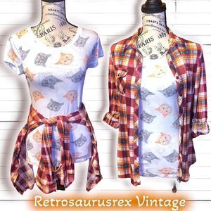 Bundle Deal! Wound Up Cat Tee Shirt /  RNB Plaid Flannel Back to School Bundle